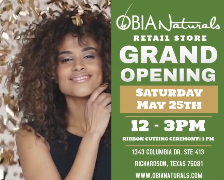 OBIA Naturals retail store grand opening banner
