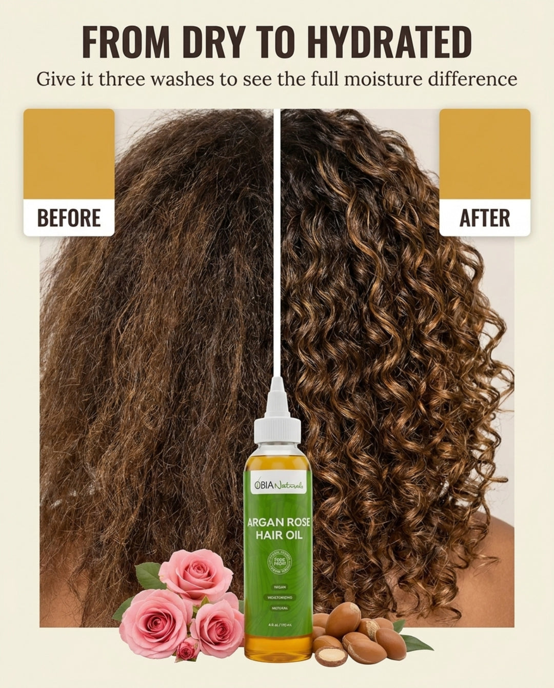 Argan Rose Hair Oil — Argan Hair Oil for Dry, Curly Hair