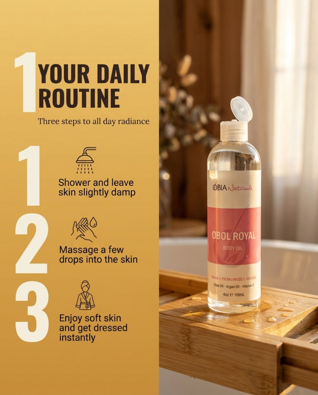 OBOL Royal Body Oil — Argan Body Oil for Women, After Shower