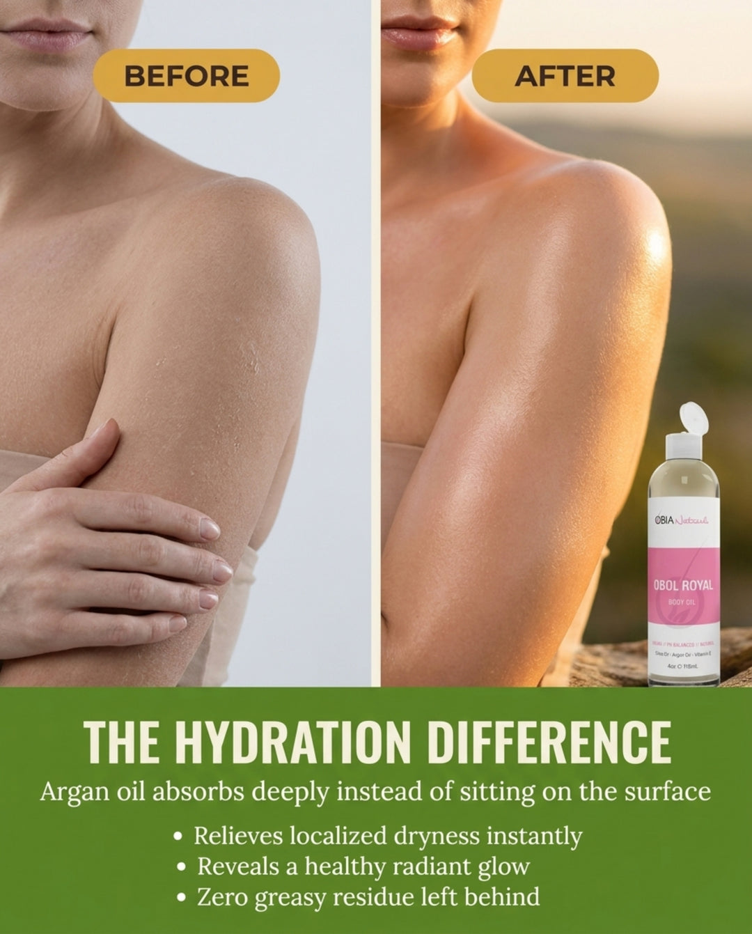 OBOL Royal Body Oil — Argan Body Oil for Women, After Shower