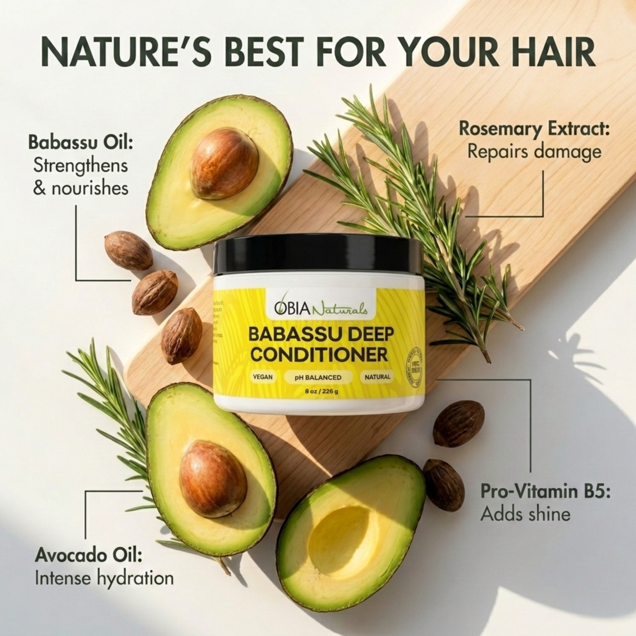 Babassu Deep Conditioner — restores moisture and elasticity to damaged, breakage-prone strands