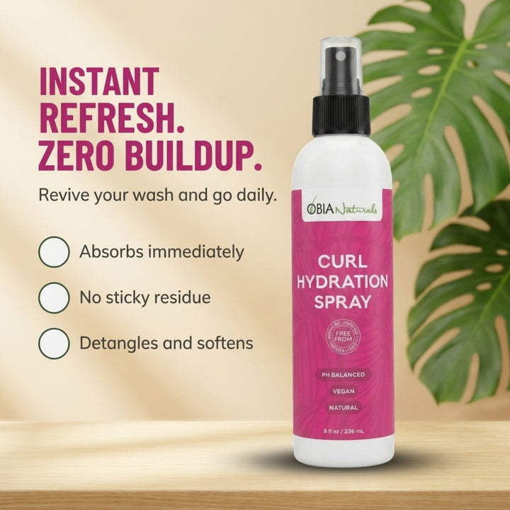 OBIA Naturals Curl Hydration Spray — lightweight hydration and scalp soothing in one mist