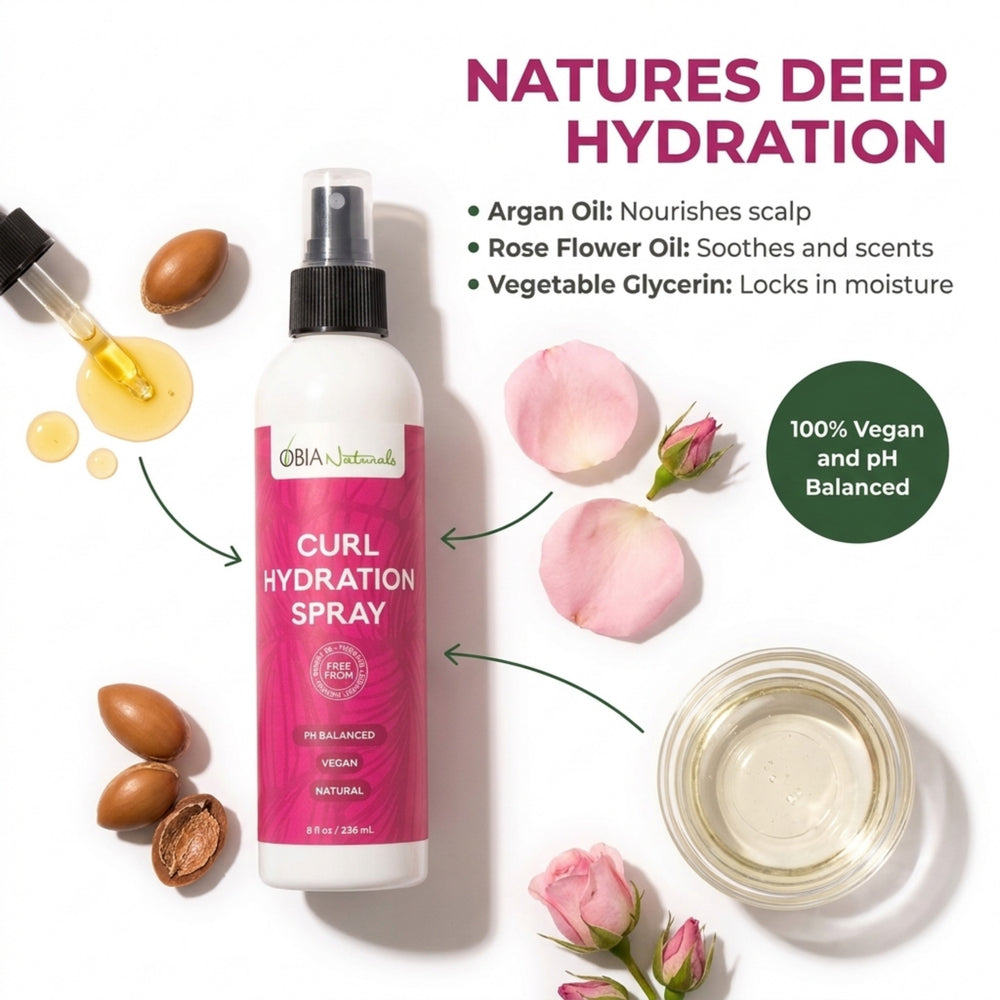 OBIA Naturals Curl Hydration Spray — revives dry, second-day curls without buildup