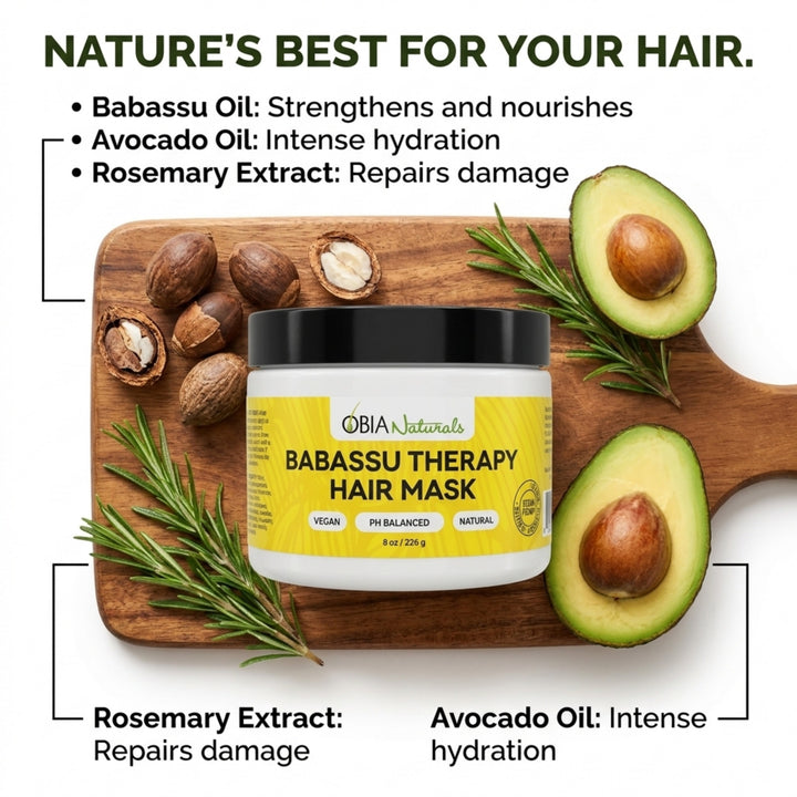 OBIA Naturals Babassu Hair Therapy Mask — Rice and Wheat plant proteins rebuild strength